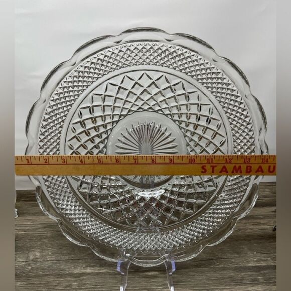 Vintage Anchor Hocking Wexford Clear Glass Scalloped Serving Bowl 12” - Picture 4 of 6